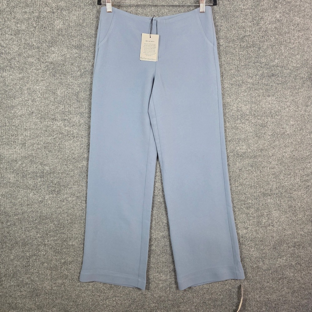 Reformation Vida Low Rise Pants Cornflower Blue Wide Leg Trousers 6 NWT